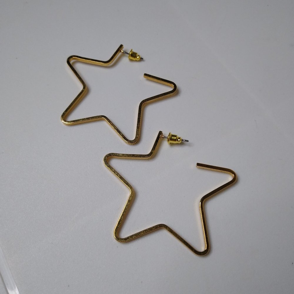 Large Star Shaped Metal Hoop Earrings